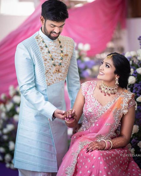 Bride Groom Jewellery Indian, South Indian Mens Wedding Wear, Sherwani Jewellery For Men, Engagement Dress For Bride South Indian, Bride And Groom South Indian Wedding Outfit, Engagement Dresses For Groom, Groom Dress Men Indian Reception, Groom South Indian Wedding Outfits, Engagement Men Outfit Indian