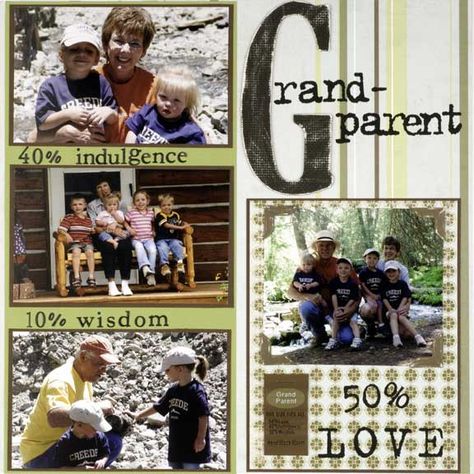 grandparents Scrapbook Ideas Grandparents, Great Grandparents Scrapbook Page, Grandchild Scrapbook Ideas, Grandparent Scrapbook Layouts, Scrapbook Ideas For Grandparents, Grandparents Scrapbook Pages, Senior Book, Scrapbook Family