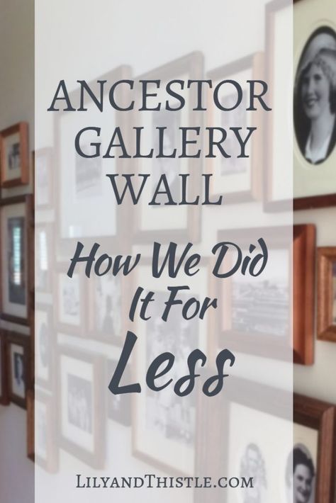 Ancestor Photos Display, Mixing Pictures And Art On Wall, Ancestor Photo Wall, Gallery Wall Old Family Photos, Display Family Heirlooms, Victorian Gallery Wall Ideas, Ancestor Gallery Wall, Decorating With Photographs, Ancestry Wall Display