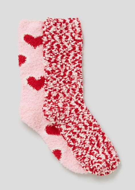 2 Pack Valentine’s Day Fluffy Socks Tia Core, Socks Valentine, Sock Inspiration, Valentine Socks, Ugly Socks, Valentines Socks, Valentine Baskets, Fleece Socks, Fluffy Socks