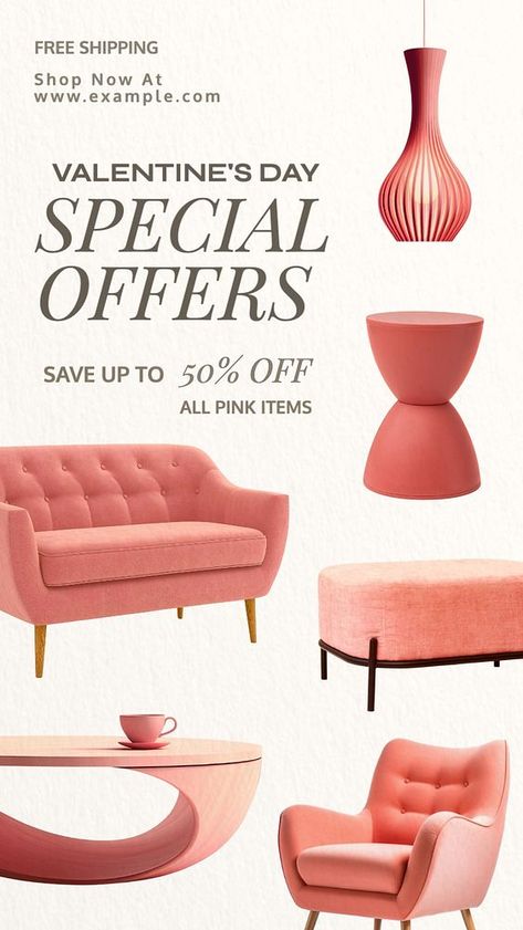 Furniture Instagram Story, Sale Instagram Story, Sale Furniture, Valentines Sale, Photography Filters, Valentine Day Special, Template Ideas, Instagram Design, Best Templates