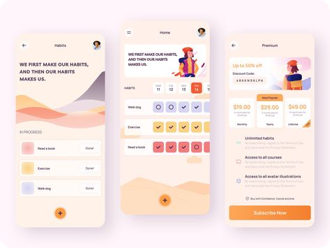 Habit Builder App by Jennifer D. on Dribbble Habit Builder, Application Design, Mobile Design, Time Management, Ui Design, App Design, To Do List, Global Community, Creative Professional