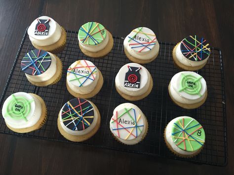 Laser tag cupcakes Laser Tag Cupcakes Birthday, Laser Tag Cupcakes, Lazer Tag Birthday Party, Funky Cakes, Laser Party, Laser Game, Charity Party, Birthday Cupcakes Boy, Laser Tag Birthday Party