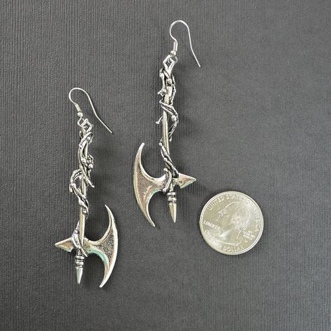 Earrings, Drop & Dangle, Gothic Vine Wrapped Executioner's Axe Medieval Renaissance Dangle Earrings - CH11C5H12IR  #Earrings #fashion #women #designerearrings #girloutfits #Drop & Dangle Scythe Earrings, Medieval Earrings, Knight Armor, Diy Crafts Jewelry, Jewelry Inspo, Love Letters, Designer Earrings, Vines, Jewelry Crafts