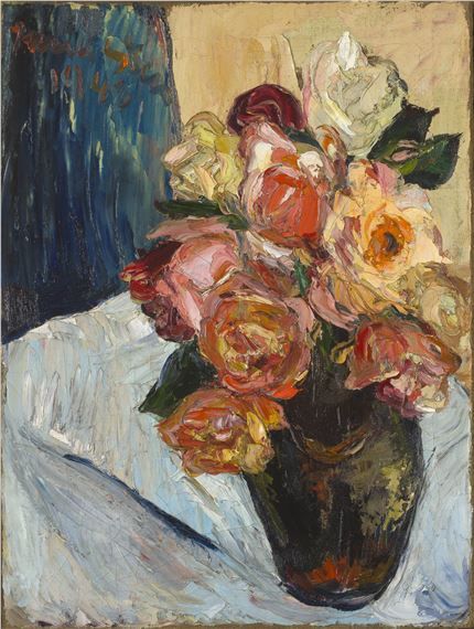 Stern Irma | Roses in a Chinese Jar (1948) | MutualArt Irma Stern, Africa Do Sul, Gallery Wall Art Set, Post Impressionism, Global Art, Wassily Kandinsky, Diy Art Painting, Magazine Art, Still Life Painting