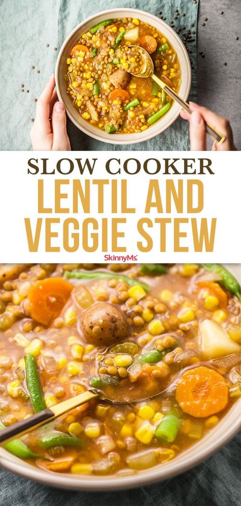 Slow Cooker Lentil Veggie Stew Recipes, Veggie Stew, Vegetarian Stew, Vegetarian Slow Cooker Recipes, Slow Cooker Lentils, Vegetarian Crockpot Recipes, Slow Cooker Vegetarian, Vegetarian Crockpot, Lentil Stew