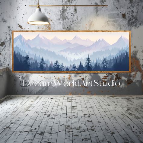 Panoramic Japanese Large Wall Art. Japandi Landscape Painting, Perfect for Canvas Prints and Kitchen Decor. by DreamWorldArtStudio on Etsy Japandi Landscape, Panorama Painting, Wall Art Japanese, Stove Backsplash, Japandi Wall, Japandi Wall Art, Panoramic Wall Art, Grand Art Mural, Art Japonais