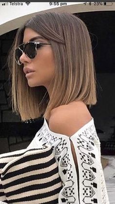 Straight Bob Haircut, Long Bobs, Short Ombre Hair, Brunette Balayage, Ombré Hair, Short Straight Hair, Short Hair Balayage, Short Hair Color, Haircut And Color