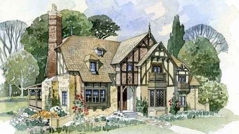 Weobley SL-1702 Storybook House Plan, English Cottage House Plans, Cottage Design Plans, Tudor House Plans, Storybook House, Tudor Cottage, Storybook Homes, Southern Living House Plans, Cottage Floor Plans