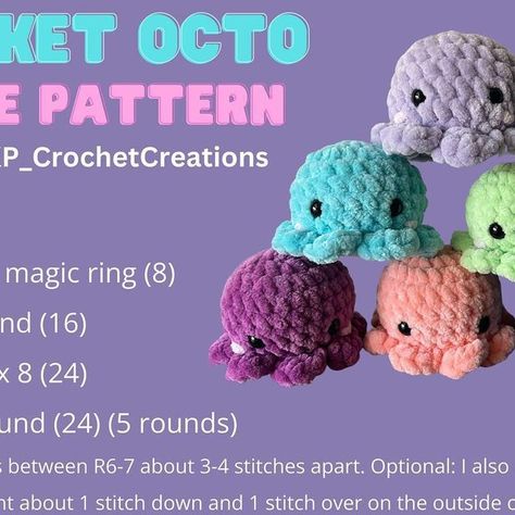 Small Octopus Crochet Pattern Free, Crochet Octopus Plushie Free Pattern, Pocket Octo Crochet Pattern Free, How To Crochet A Mini Octopus, Pocket Octo Crochet Pattern, Quick And Easy Crochet Stuffed Animals, Octopus Pattern Crochet, Crochet Pocket Amigurumi Free Pattern, Small Crochet Octopus