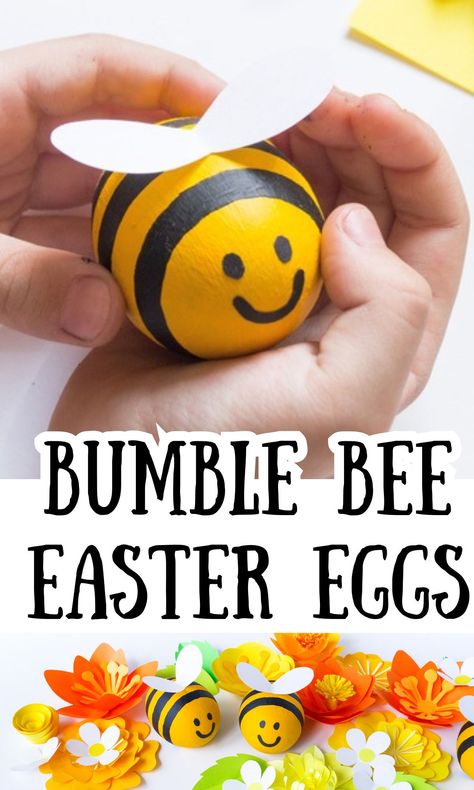 Cute DIY Bumble Bee Easter Eggs Craft - In The Playroom Egg Shell Crafts For Kids, Egg Shell Crafts, Diy Bumble Bee, Bee Business, Eggs Craft, Decorating Eggs, Foster Kids, Egg Shell Art, Decorated Eggs