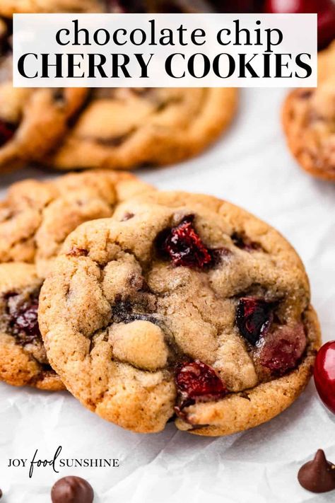 Chocolate Chip Cherry Cookies Dried Cherry Chocolate Chip Cookies, Fresh Cherry Cookies, Dried Cherry Cookies Recipes, Chocolate Chip Cherry Cookies, Dried Cherry Cookies, Cherry Chocolate Chip Cookies, Craisin Cookies, Cherry Cookies Recipes, Chocolate Cherry Cookies