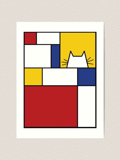 Piet Mondrian Art, Cat Geometric, Color Art Lessons, Easy Patchwork, Mondrian Art, Art Therapy Activities, Art Parody, Cat Quilt, Art Cat