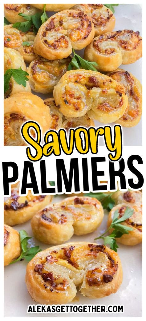 Savory Palmiers, Puff Pastry Bacon, Breakfast Puff Pastry, Puff Pastry Recipes Appetizers, Palmiers Recipe, Puff Pastry Recipes Savory, Super Easy Appetizers, Savory Puff Pastry, Creamy Dijon