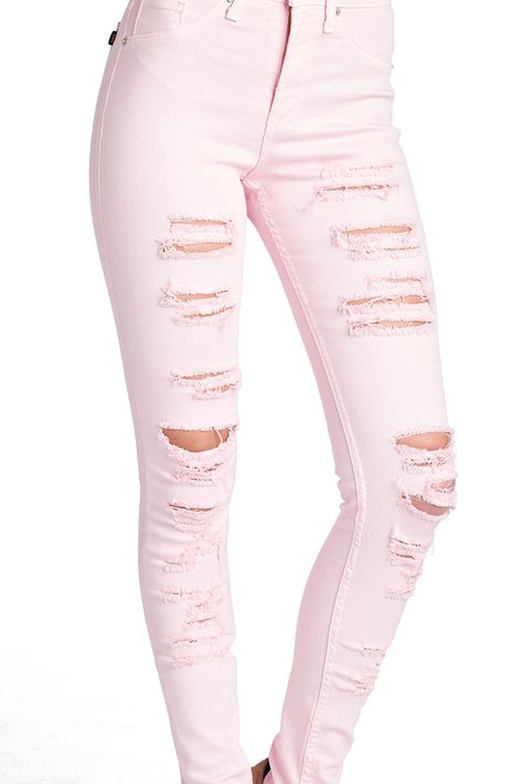 Parkers Jeans - Ripped High Waisted Skinny - Blush  #blush #pink #skinny #highwaisted #denim #jeans #distressed #ripped #lookbook #spring #parkersjeans Pink Ripped Jeans, Jean Top Outfits, Summer Jean Shorts, Cute Ripped Jeans, Jeans Outfit For Work, Jean Short Outfits, Jeans Outfit Winter, Jeans Outfit Fall, Color Jeans