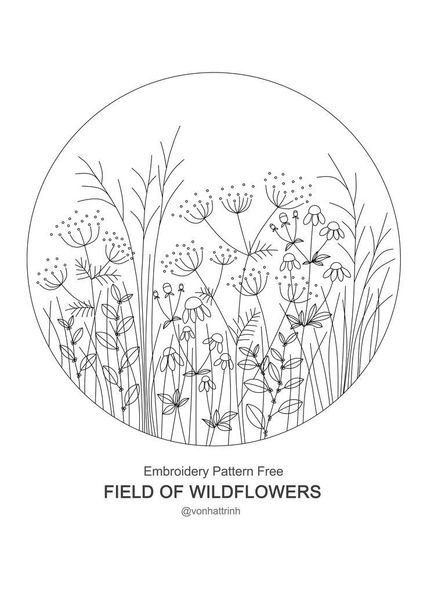 Free Wildflower Embroidery Patterns, Pola Sulam Embroidery Patterns, Floral Embroidery Designs Drawings, Embroidery Flowers Free Pattern, How To Draw Embroidery Designs, Floral Embroidery Template, Flower Embroidery Patterns Free, Free Hand Embroidery Patterns Flowers, Free Pattern Embroidery