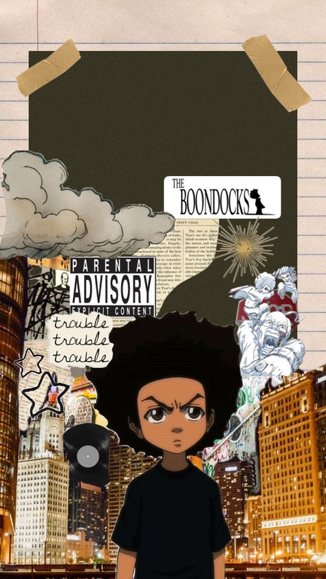 Riley Freeman, Iphone Background Inspiration, The Boondocks Cartoon, Arte Bob Marley, Boondocks Drawings, Hood Wallpapers, Dope Wallpaper Iphone, Background Inspiration, Pretty Wallpaper Ipad