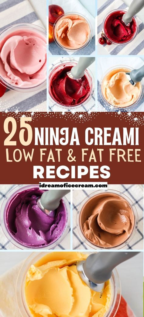 Need low fat or fat free Ninja Creami recipes? These are some of our favorites! From rich and creamy ice cream to refreshing fruity sorbet, there's something for everyone. Sorbet Creami Recipes, Ninja Creami Healthy Sorbet, Lite Ninja Creami Recipes, Sorbet Recipes Ninja Creami, Ninja Creami Oreo Ice Cream Recipes Healthy, Ninja Sorbet Recipes, Low Fat Ninja Creami Recipes, Ninja Creami Light Ice Cream Recipes, Ninja Creami Recipes Sorbet