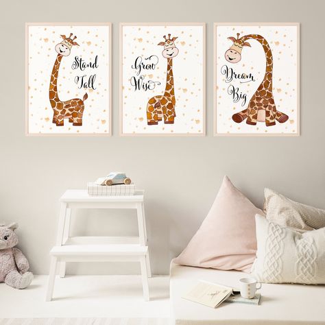 Giraffe Themed Baby Shower Ideas, Giraffe Nursery Theme, Kids Room Quotes, Nursery Giraffe, Giraffe Poster, Giraffe Nursery Decor, Beige Nursery, Kids Bedroom Walls, Poster Baby