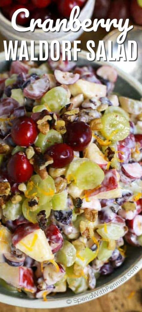 Turkey Dinner Side Dishes, Apple Waldorf Salad, Turkey Dinner Sides, Easter Salad Recipes, Salad With Cranberries, Waldorf Salad Recipe, Easy Cranberry Sauce, The Perfect Salad, Perfect Salad