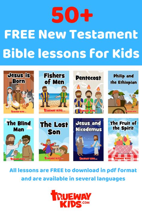 New Testament Bible lessons for Kids - FREE printable - Trueway Kids Bible Lesson For Kids, Joshua Bible, Trueway Kids, Old Testament Bible, Easter Lessons, Preschool Bible Lessons, Bible Worksheets, New Testament Bible, Preschool Bible