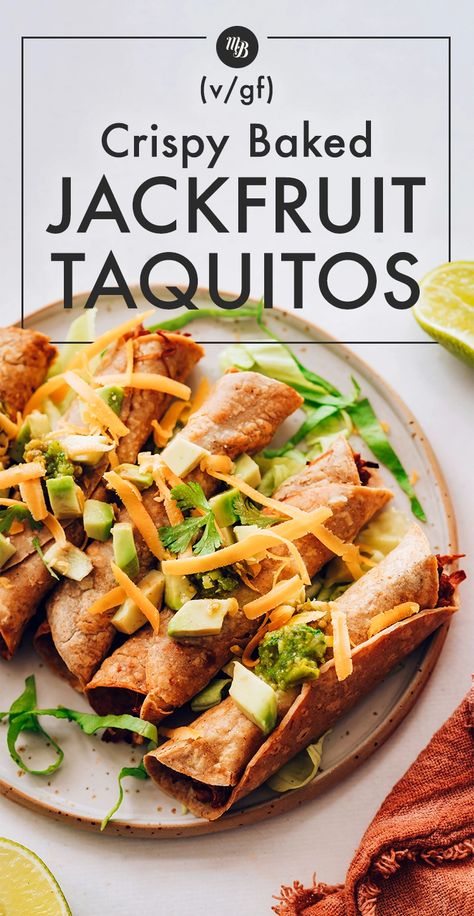 Jackfruit Taquitos, Taquitos Vegan, Vegan Taquitos, Hypothyroid Diet, Pku Recipes, Chipotle Tofu, Vegan Bites, Veggie Mains, Hand Food