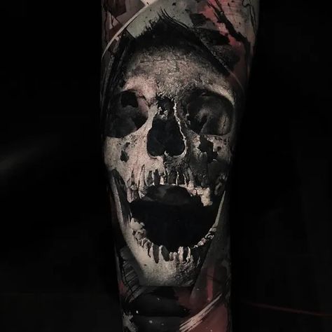 Realistic Skull, Skull Sketch, Skull Sleeve Tattoos, Skull Sleeve, Kunst Tattoos, Tattoo Now, Horror Tattoo, Skull Tattoo Design, Dark Tattoo