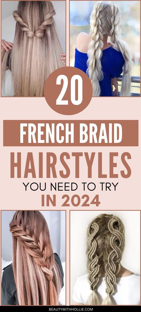 French Braid Hairstyles You Need To Try in 2024 French Braid Layered Hair, Bridesmaid Hairstyles French Braid, Bridesmaid French Braid, Easy Side French Braid, Cute French Braid Hairstyles, Half French Braids, Loose French Braid Updo, French Braid Styles, Edgy Pixie Haircuts