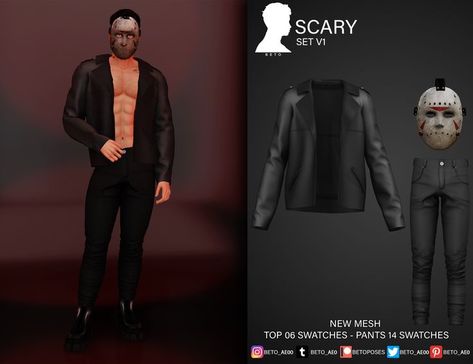 Beto - Sims 4 - clothing - patreon - hallowen CC sims 4 - Male cc sims 4 Sims 4 Michael Myers, Michael Myers Sims 4 Cc, Sims 4 Halloween Cc Costume Male, Sims 4 Halloween Costumes Men, Sims 4 Cc Halloween Costumes Male, Ghost Clothes, Sims Lookbook, Ts4 Clothes, Los Sims 4 Mods