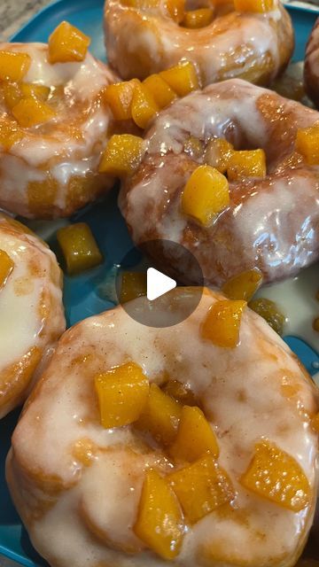 Peach Cobbler Donut, Donut Peach Recipes, Peaches And Cream Donut, Fruity Pebbles Donut Recipe, Krispy Kreme Donuts Peach Cobbler, Donut Peach, Cheesecake Cups, No Bake Cheesecake, Frying Oil