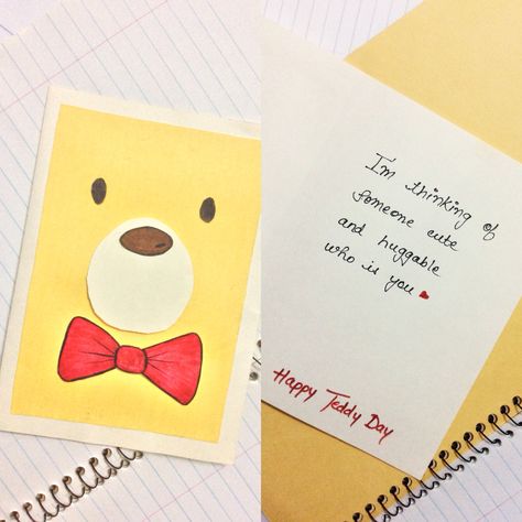 Teddy Day Gift Ideas For Him, Propose Day Cards Handmade, Teddy Day Gift Ideas, Teddy Day Card, Crafts For Husband, Handmade Cards Easy, Bdy Wishes, Valentines Card For Husband, Valentine Doodle