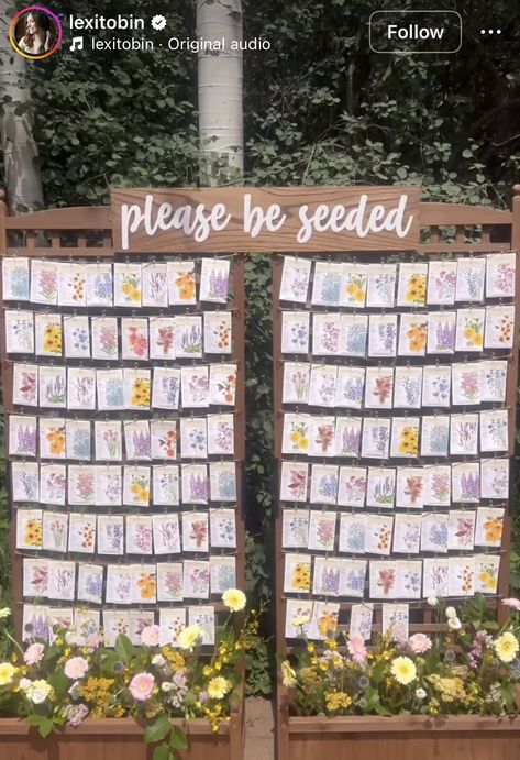 Creative Seating Cards, Wedding Guest Activities, Snowboard Wedding, Wedding Table Assignments, Wedding Welcome Table, Wildflower Theme, Wildflower Wedding Theme, Mountain Top Wedding, Spring Wedding Guest