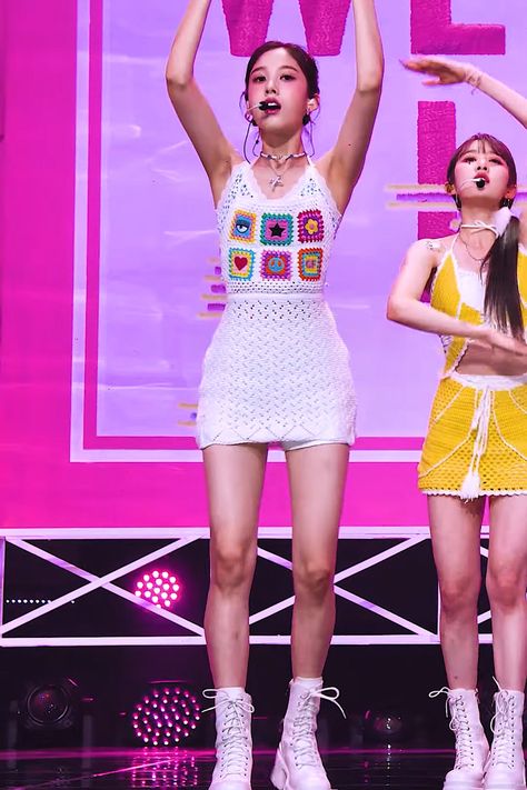 Twice Crochet Outfit, Stayc Crochet Outfit, Twice Kpop Crochet, Kpop Idols In Crochet, Kpop Idols Crochet Outfits, Kpop Crochet, Peony Aesthetic, Crochet Outfit, Fashion Kawaii