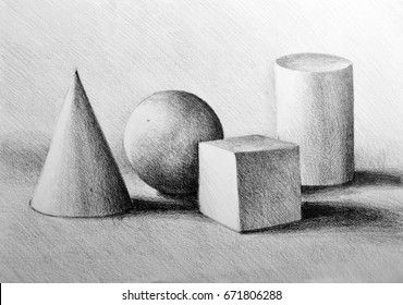 Still Life Pencil Shading, Anatomical Heart Drawing, Pencil Shading Techniques, Still Life Composition, Geometric Shapes Drawing, Shading Drawing, Shadow Drawing, Geometric Shapes Art, Still Life Images