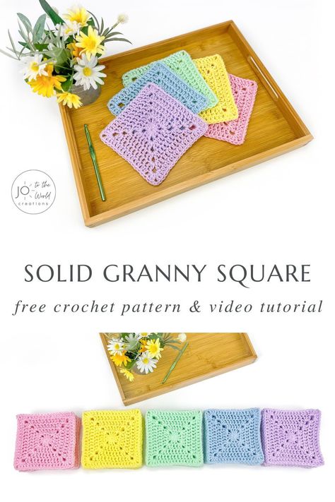 This Easy Crochet Granny Squares guide is perfect for creating everything from blankets to bags. There are no complicated stitches or color changes, making it a great pattern for beginners or experienced crocheters. How To Crochet A Granny Square Bag, Solid Granny Square Pattern Free, Easy Granny Square For Beginners, Solid Granny Square Pattern, Crochet Granny Square Pattern, Solid Granny Square, Granny Square Pattern Free, Easy Granny Square, Crochet Granny Squares