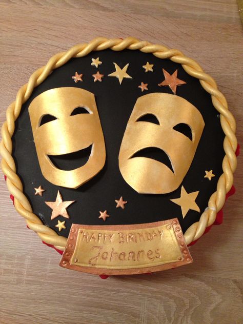 Theatre Themed Cake, Theatre Birthday Cake, Theater Cake Ideas, Theater Cake, Sofia Birthday Cake, Theatre Cake, Masquerade Cakes, Deco Cake, Movie Cakes