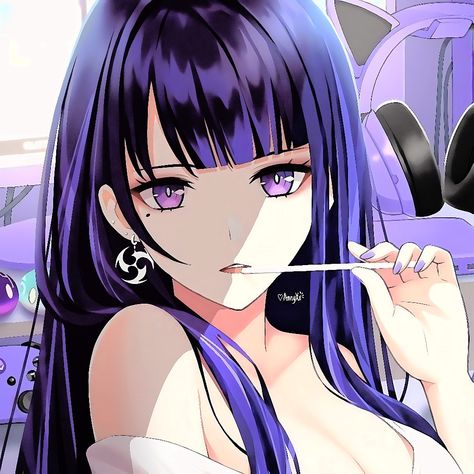 Purple Hair Icon Anime, Purple Haired Anime Female Pfp, Animes Girl Purple Hair, Anime Oc Female Purple Hair, Anime Oc Purple Hair, Purple Hair Pfp Anime, Anime Violet Hair, Purple Hair Anime Characters, Purple Hair Anime Female