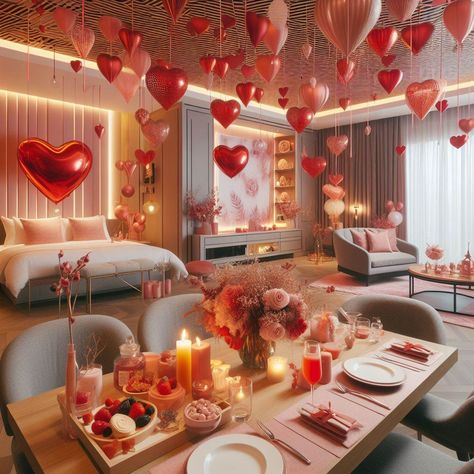 Cute Heart Party by Generative AI Birthday Decors, Romantic Room Decoration, Birthday Room, Birthday Room Decorations, Romantic Room, Heart Party, Birthday Inspo, Event Planning Business, Birthday For Him