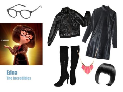 Edna Mode from The Incredibles Halloween Costume Ideas Easy Edna Mode Halloween Costume, Glasses Costume Ideas, Edna Mode Costume Diy, Costume Ideas With Glasses, Edna Costume, Incredibles Disneybound, Edna Mode Costume, Incredibles Halloween Costume, The Incredibles Halloween Costume