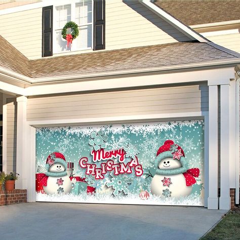 2 Snowmen Merry Christmas Garage Door Mural Garage Door Christmas Decorations, Garage Door Christmas, Garage Door Mural, Christmas Garage Door, Christmas Garage, Garage Door Decor, Door Mural, Snowman Tree, Door Murals