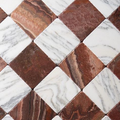 Castelli Marble on Instagram: "Red Onyx & Cipollino tumbled 4”x4”" Red Onyx Marble, Red Marble Bathroom, Red Marble Floor, Marble Checkered Floor, Stone Tile Bathroom, Floor Pattern Design, Marble Floor Pattern, Flat Furniture, Colonial Cottage