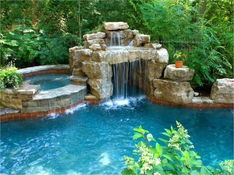 grotto Pool Waterfalls, Grotto Pool, Dream Backyard Pool, Pools Backyard Inground, Stone Pool, Luxury Swimming Pools, Pool Waterfall, Piscina Natural, Luxury Pools