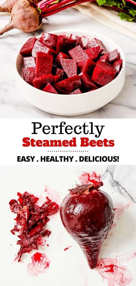 Learn how to make perfectly steamed beets for a variety of healthy recipes from a simple side to salads and soups. How To Steam Beets Recipe, Steamed Beets Recipes, Fresh Beets Recipe Simple, Steamed Vegetables Recipe, How To Cook Beats, Steamed Beets, Healthiest Vegetables, Steam Vegetables, Super Bowl Food Healthy