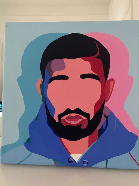 Drake Pop Art, Drake Canvas Paintings, Drake Painting Easy, Painting Album Covers, Drake Artwork, Drake Illustration, Drake Fan Art, Drake Painting, Drake Poster