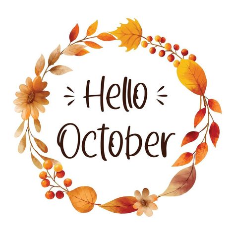 October Clipart, Hello October Images, Calligraphy Hello, October Images, Hello September, Hello October, Seasons Art, Fall Halloween Decor, Clip Art Borders