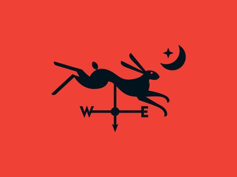 Weather Vane Tattoo, Wolf Graphic Design, Minimal Logo Branding, Rabbit Logo, Minimalist Flat, Japanese Logo, Logo Luxury, Weather Vanes, Organic Logo