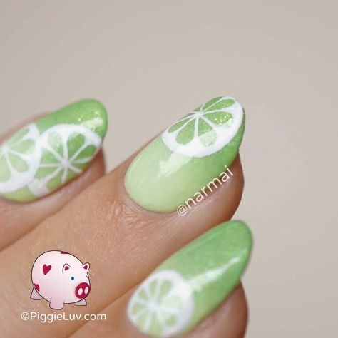 Lime Fruit Nails Design, Lime Nail Designs, Lemon And Lime Nails, Lime Nails Design, Lime Nail Art, Lime Nails, Kawaii Nail Art, Fruit Nail Art, Strawberry Shortcake Characters