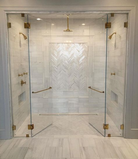 Double Shower Tile Ideas, Double Shower Bathroom Ideas, Double Shower Doors, Double Shower Master Bath, Traditional Shower Tile Ideas, Double Head Shower Ideas, Double Door Shower, Double Shower Ideas, Shower Glass Wall