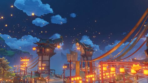 Genshin Impact's 1.3 Update Brings Liyue's Lantern Rite and a Free Four-Star Character - IGN Liyue Aesthetic, Liyue Oc, Lantern Festival Aesthetic, Ninjago Aesthetic, Genshin Background, Genshin Scenery, Genshin Dr, Lantern Rite, Desktop Wallpaper Art