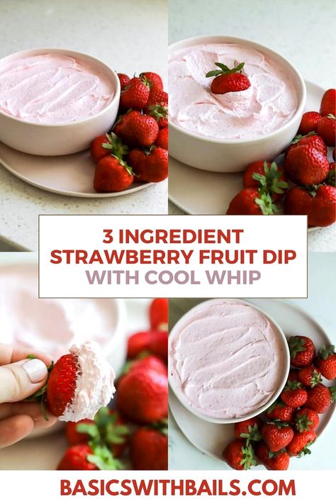 Indulge in a sweet and creamy treat with this Simple Strawberry Dip Delight featuring Cool Whip. Perfect for parties or a cozy night in, this easy-to-make dip pairs beautifully with fresh strawberries, graham crackers, or your favorite dippables. Whip it up in minutes and watch it disappear just as quickly. A delightful blend of flavors that will have everyone asking for the recipe! Fruit Dip With Cool Whip, Dip With Cool Whip, Strawberry Fruit Dip, Cool Whip Fruit Dip, Strawberry Fruit Dips, Healthy Fruit Dip, Yogurt Fruit Dip, Fruit Dip Recipe, Easy Fruit Dip